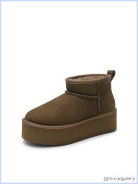 Platform Anti-Slip Mini Boots Suede Faux Fur Lined Ankle Snow Boots